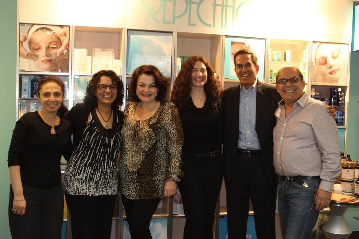 JB Skincare co-founders Jyoti Sapra and Bikram Sapra with Repêchage founder Lydia Sarfati and the Repêchage team in 2012