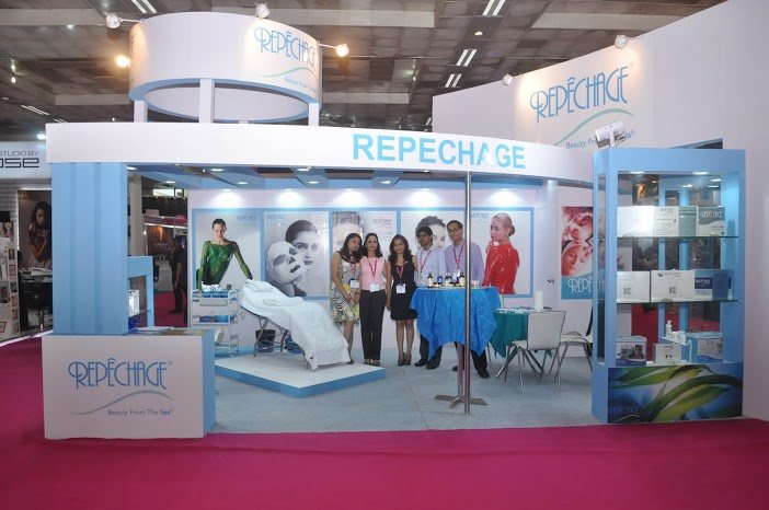 The JB Skincare team at the Repêchage booth at the Professional Beauty Show, New Delhi, 2013