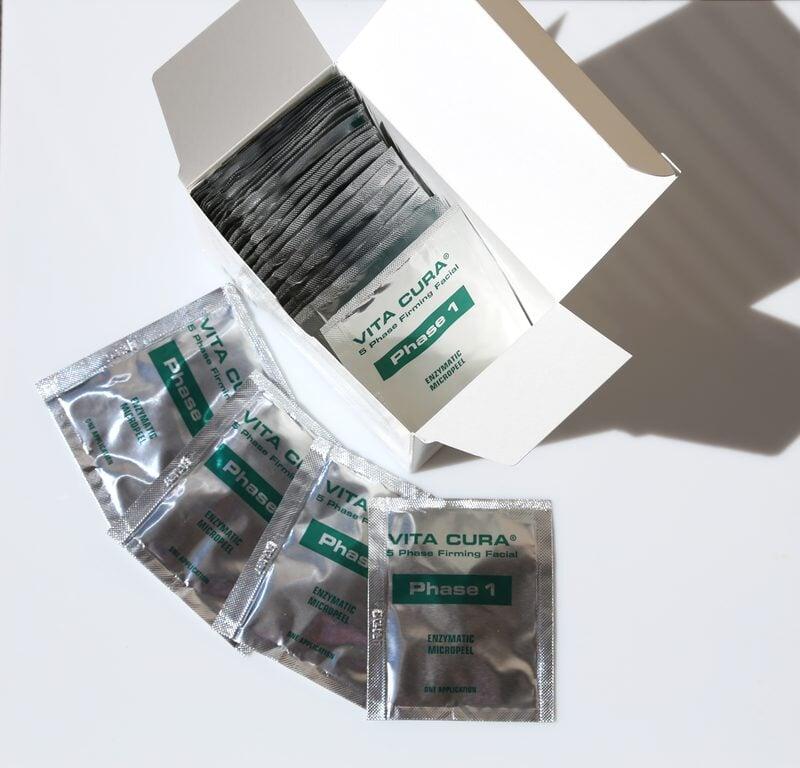 Vita Cura Enzymatic Micropeel single-use packets, Phase 1 of the Vita Cura 5 Phase Firming Facial
